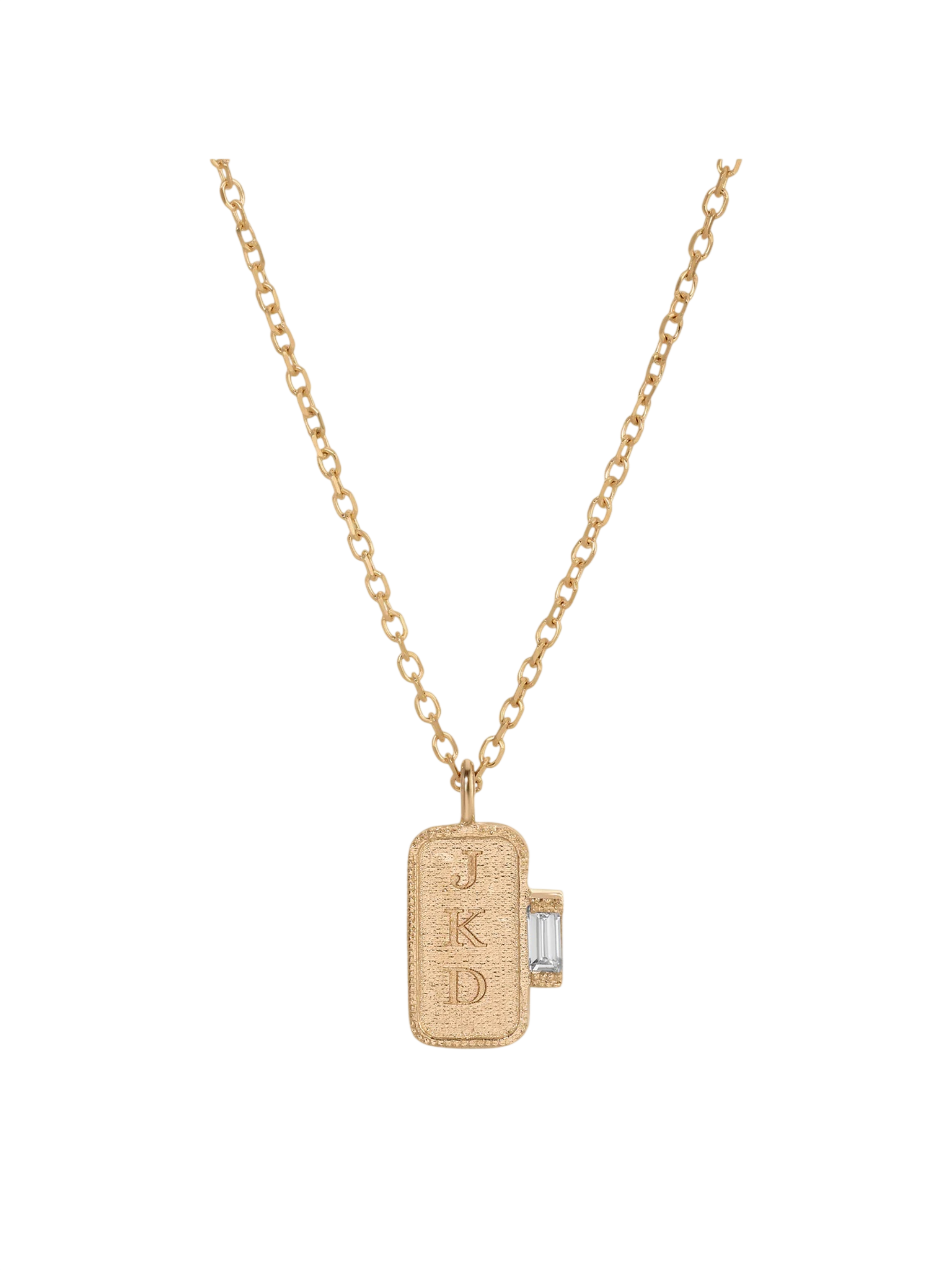 Personalised Rectangle Baguette Signet Necklace